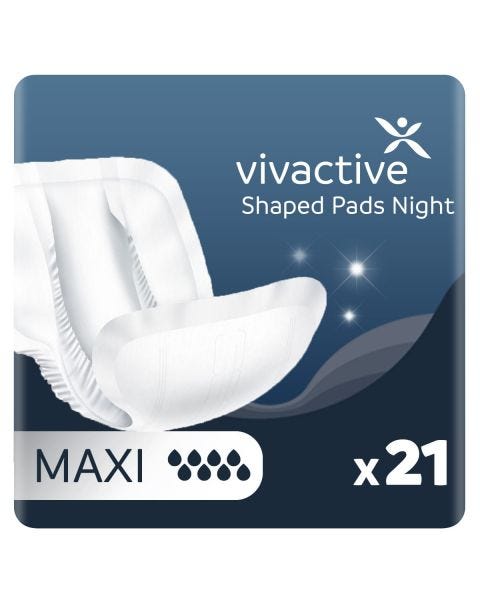 Vivactive Shaped Pads Night Maxi (3500ml) 21 Pack