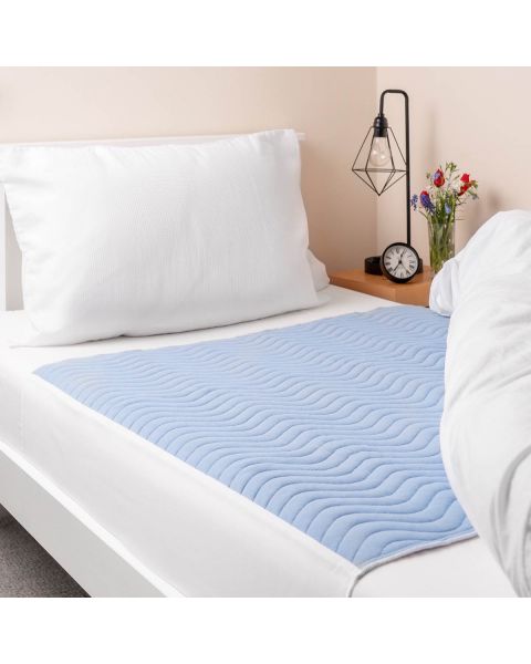 Washable Bed Pad Blue with Tuck-In Sides (3000ml) Single