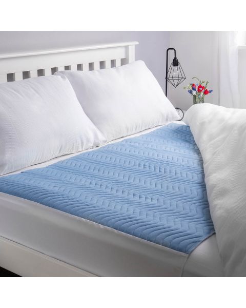 Washable Bed Pad Blue with Tuck-In Sides (4000ml) Double